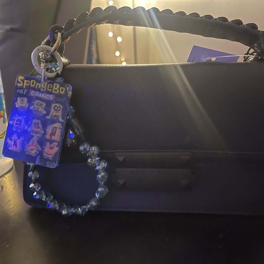 Black Handbag with SpongeBob Keychain